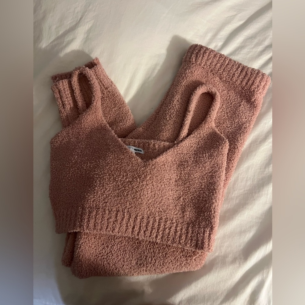 Pink Knit Tank and Pants Set